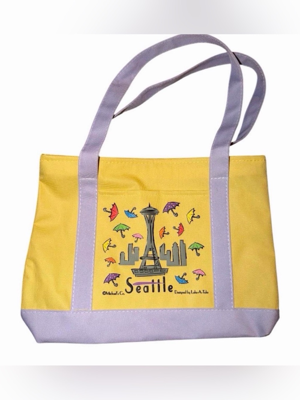 Yellow Canvas Seattle Tote with Lavender Trim